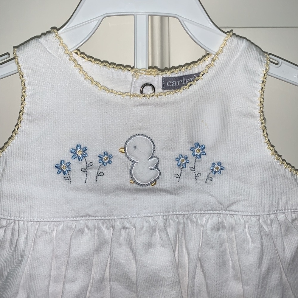 Carter’s, 6-9m, Darling Little Ducky 🐤 Dress, White/Yellow, Appliqué/Embroidery - Picture 2 of 10